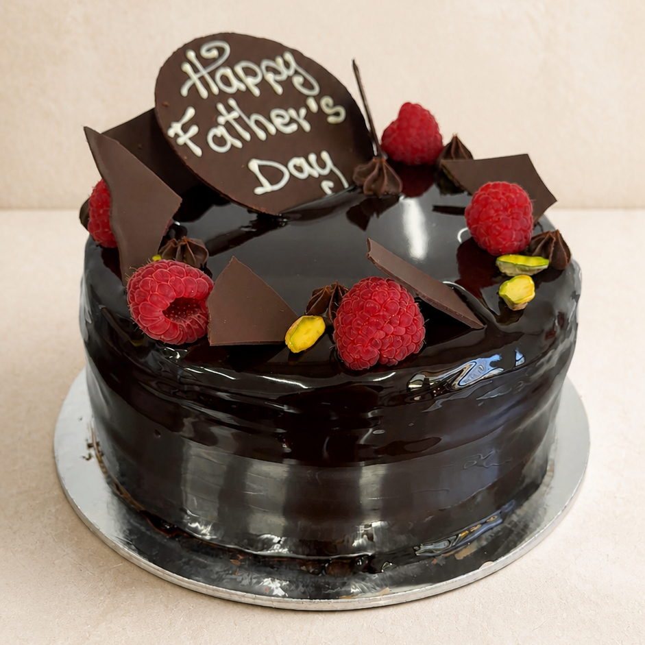Fathers Day - Chocolate Raspberry and Pistachio Cream Cake