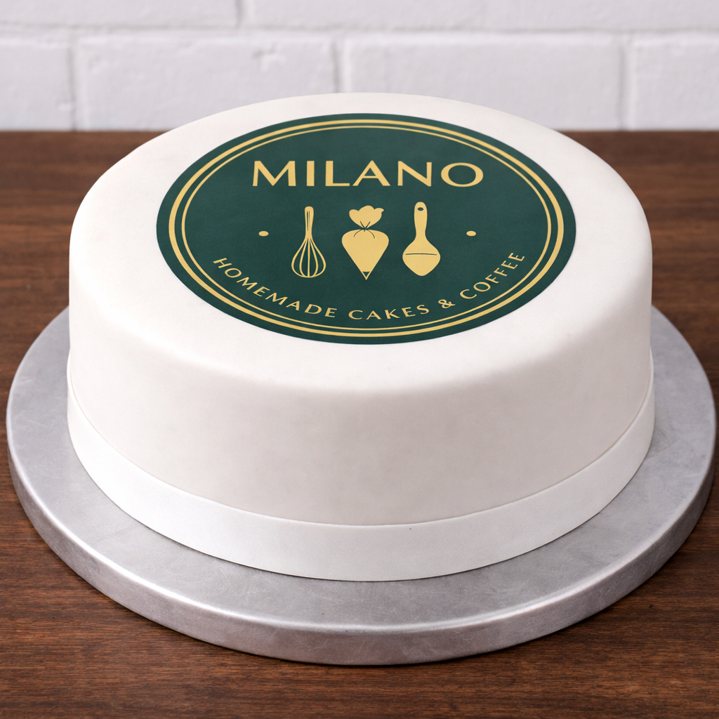 Round Corporate Logo Cake
